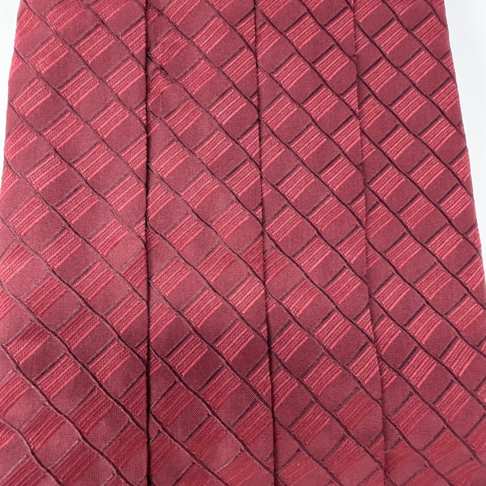 Cummerbund Mens Burgundy Red Geometric Textured Adjustable Formal Waistband
